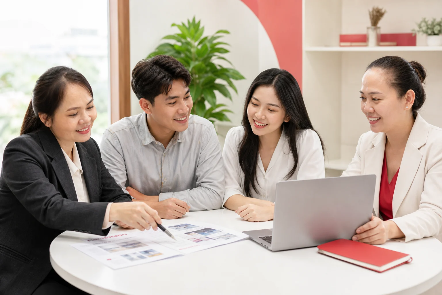 Minh họa buổi tư vấn tập thể giữa tư vấn viên và học sinh