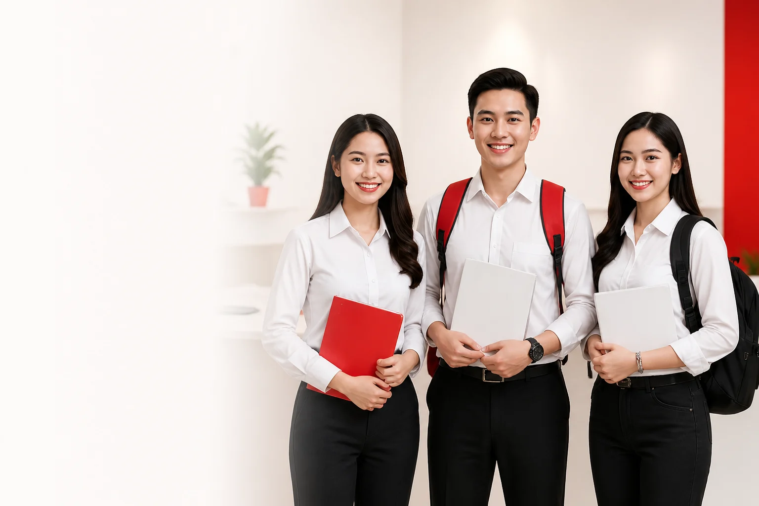 Minh họa ba bạn trẻ sẵn sàng cho hành trình du học cùng Edutime