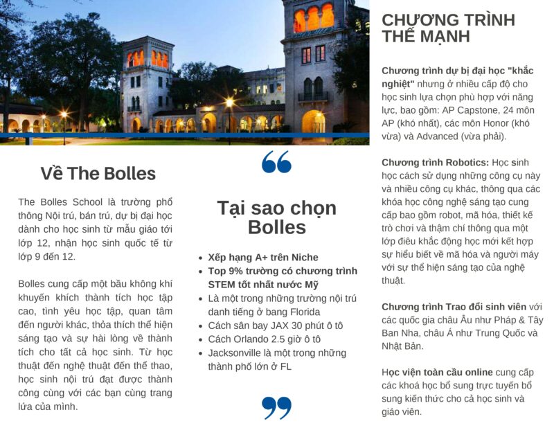 du học trung học thpt mỹ trường the bolles school