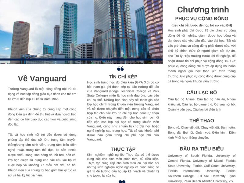 du học trung học thpt mỹ trường the vanguard school