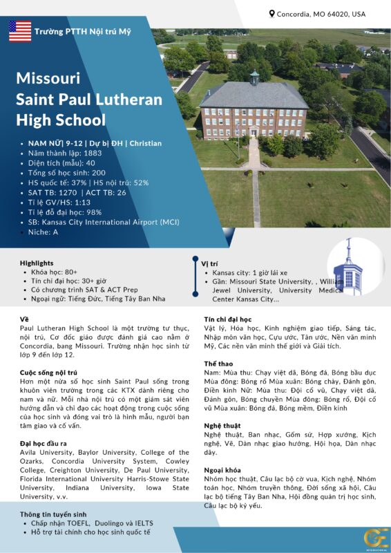 Du học THPT Mỹ trường Saint Paul Lutheran High School 10 du học thpt mỹ trường saint paul lutheran high school