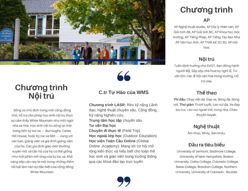 du học trung học thpt mỹ trường the white mountain school