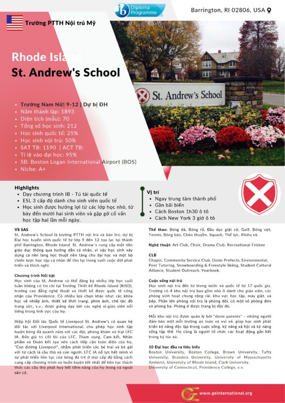 du học trung học phổ thông thpt mỹ trường st. andrew's school
