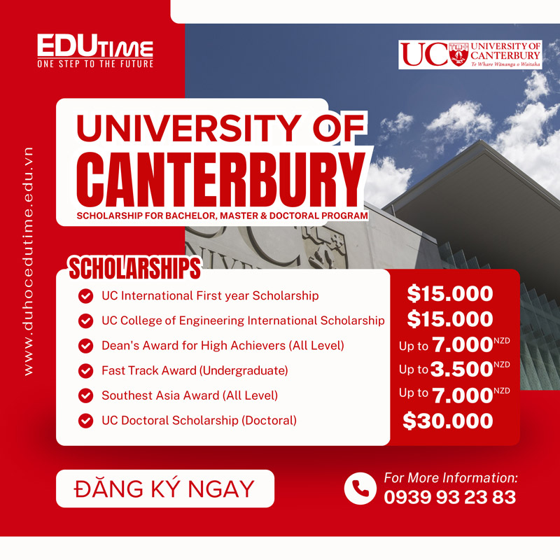 học bổng du học new zealand trường university of canterbury