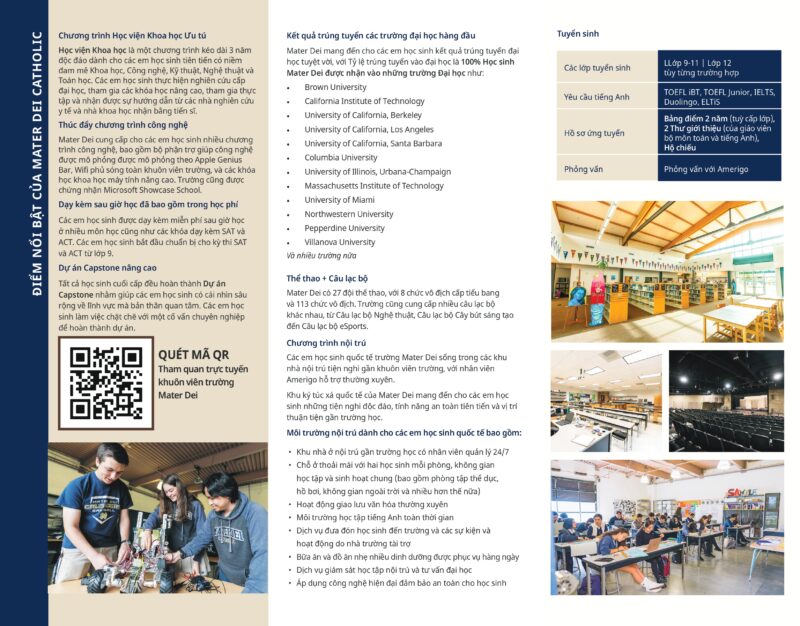 du học trung học thpt mỹ trường mater dei catholic high school