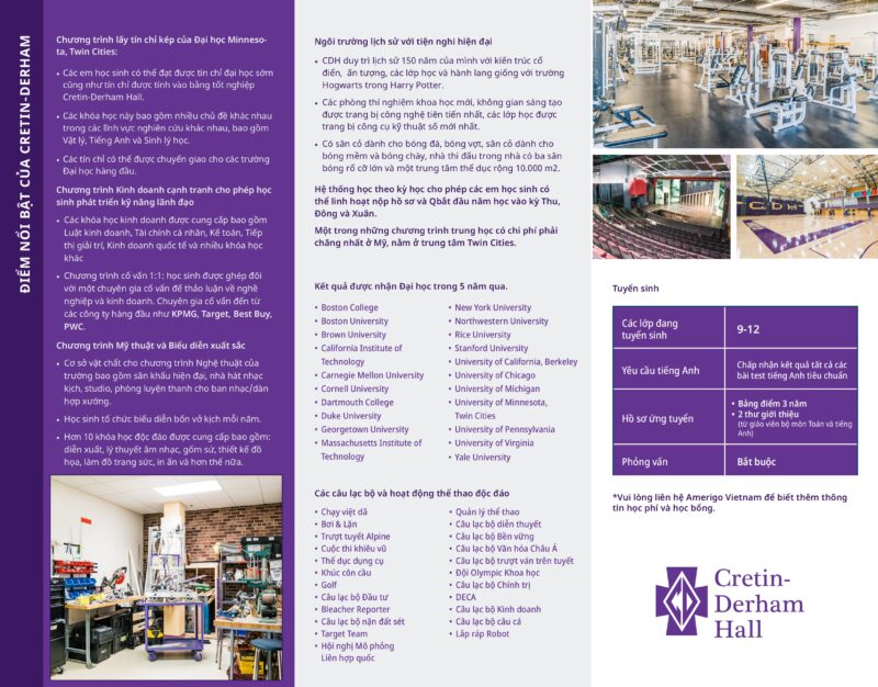 du học trung học mỹ trường cretin-derham hall high school