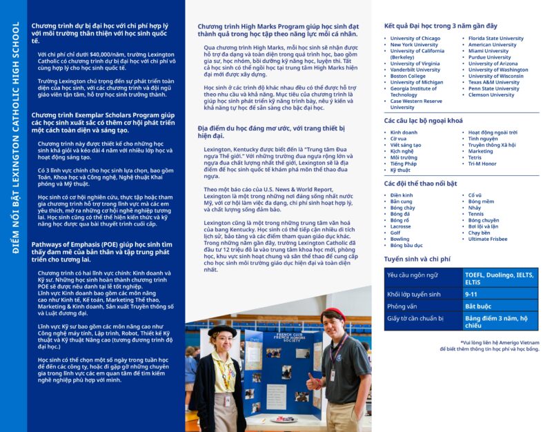 du học thpt mỹ trường lexington catholic high school