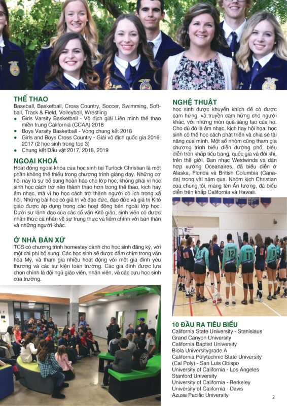 du học trung học thpt mỹ trường turlock christian school