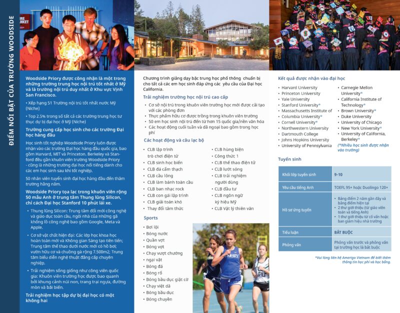 du học trung học thpt mỹ trường woodside priory school