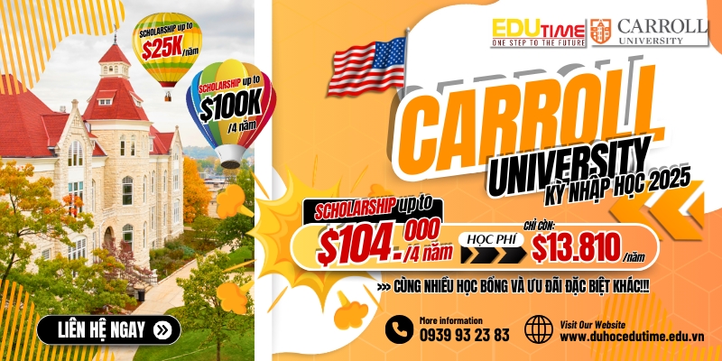 học bổng lên đến $104.000 tại carroll university