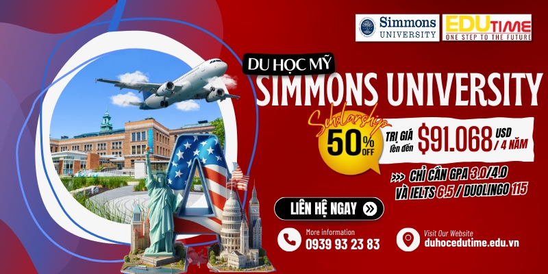 học bổng trị giá 50% tổng học phí cực sốc tại simmons university