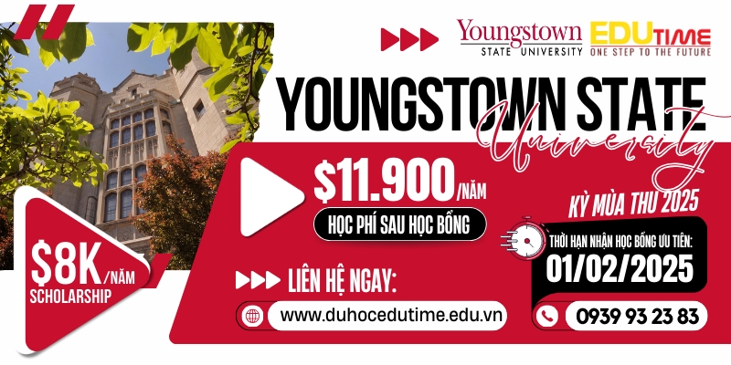 học bổng lên đến $8.000/năm tại youngstown state university (ysu)