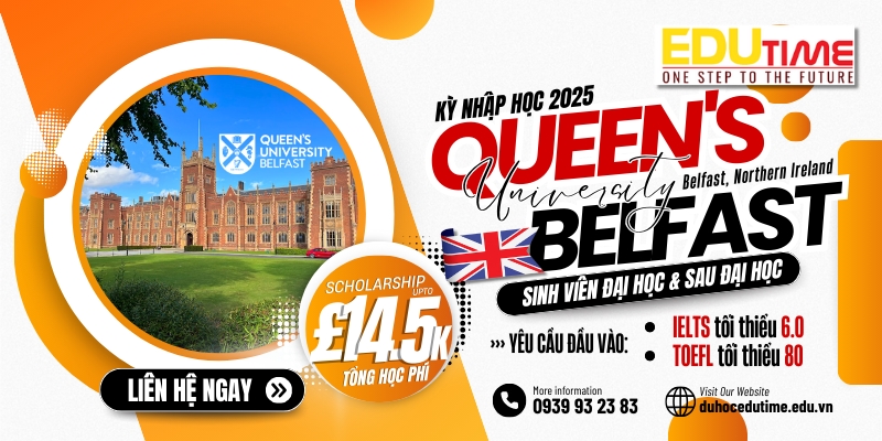 học bổng cực khủng lên đến £14.500 tại queen's university belfast!