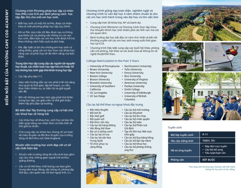 du học trung học thpt mỹ trường cape cod academy