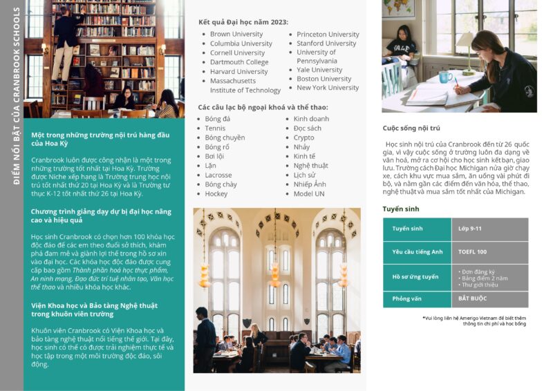 du học trung học thpt mỹ trường cranbrook schools