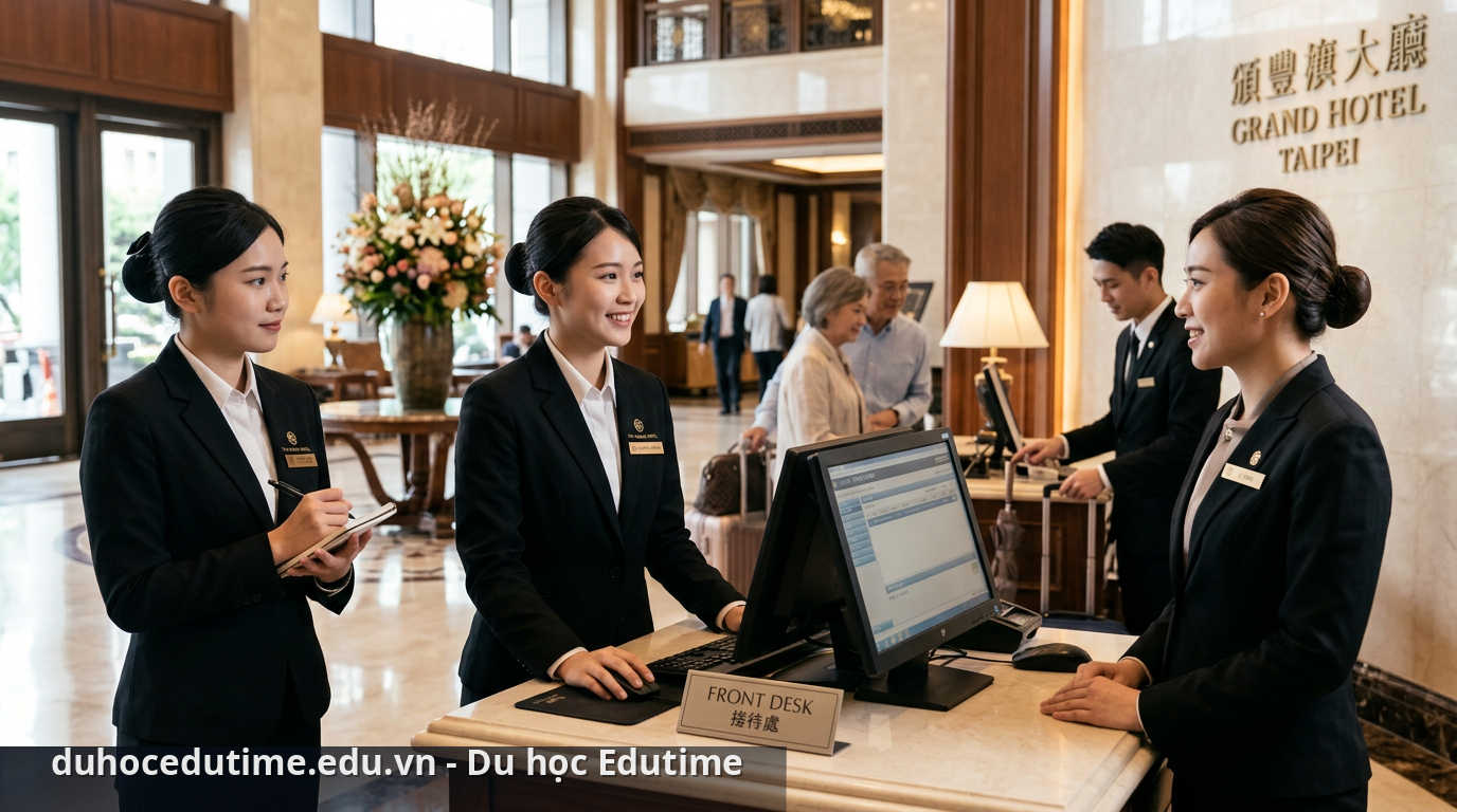 Cơ hội thực tập hưởng lương tại các khách sạn cao cấp là điểm cộng lớn cho sinh viên ngành quản trị khách sạn - du học Đài Loan ngành du lịch khách sạn