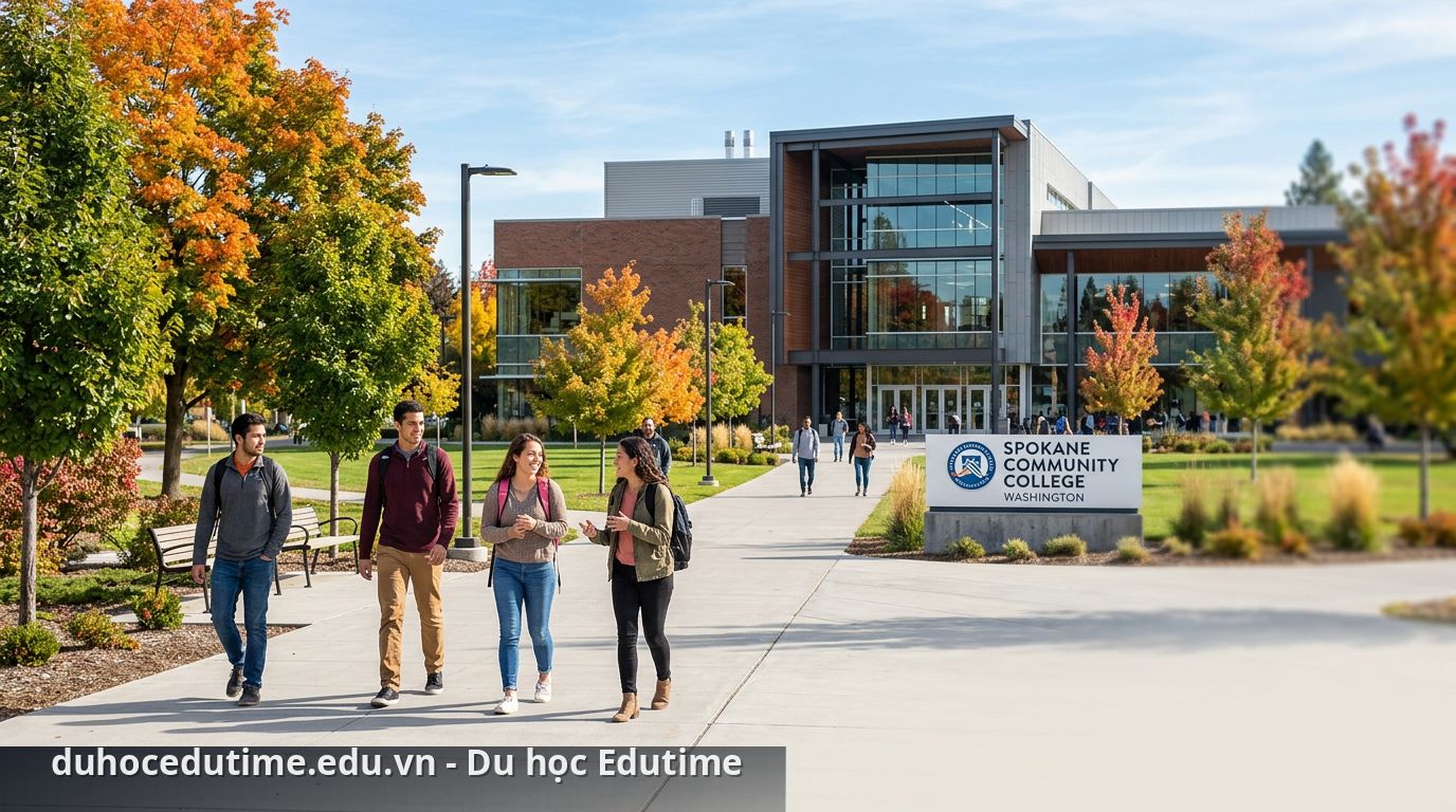 Khuôn viên xanh mát và năng động tại Spokane Community College - du học Mỹ trường Spokane Community College