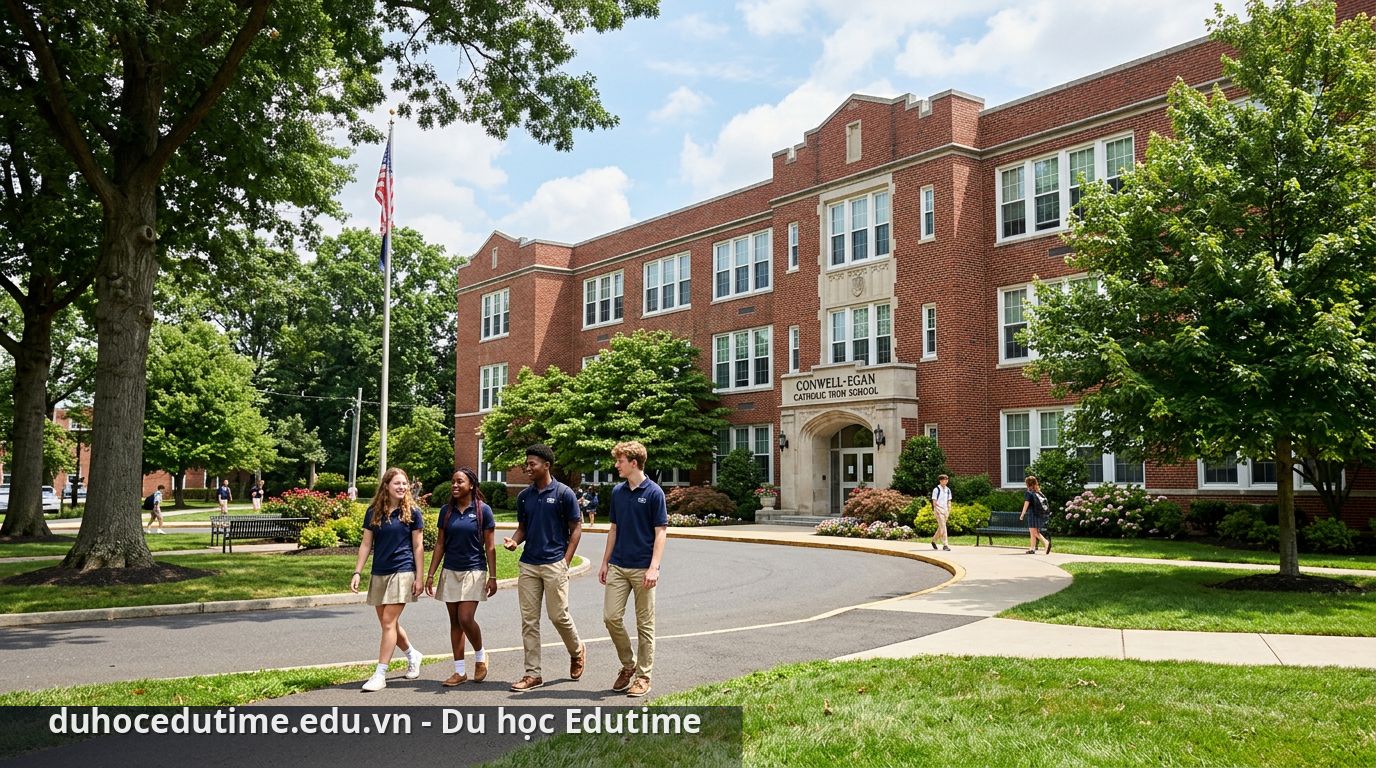 Khuôn viên xanh mát của trường Conwell-Egan Catholic High School - Conwell-Egan Catholic High School