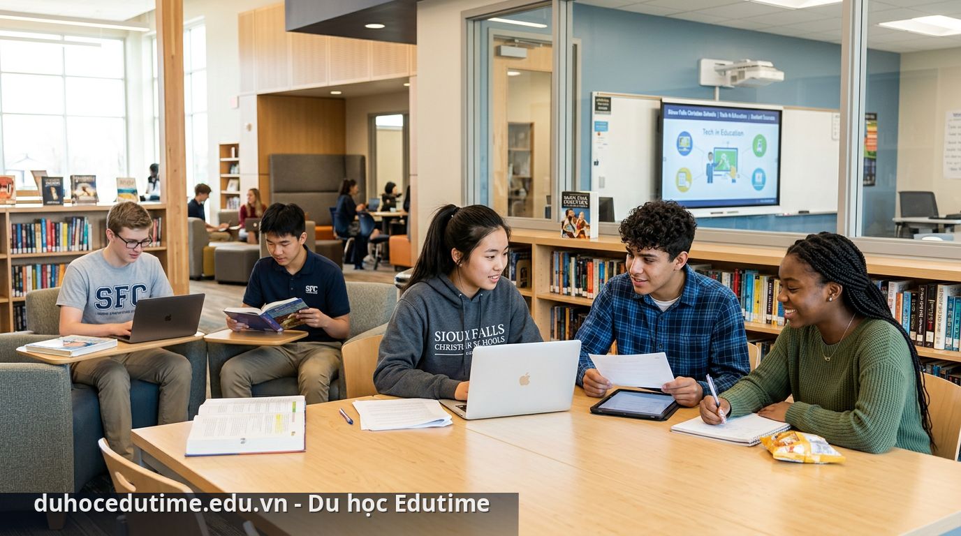 Môi trường thư viện hiện đại và năng động của trường - Sioux Falls Christian Schools
