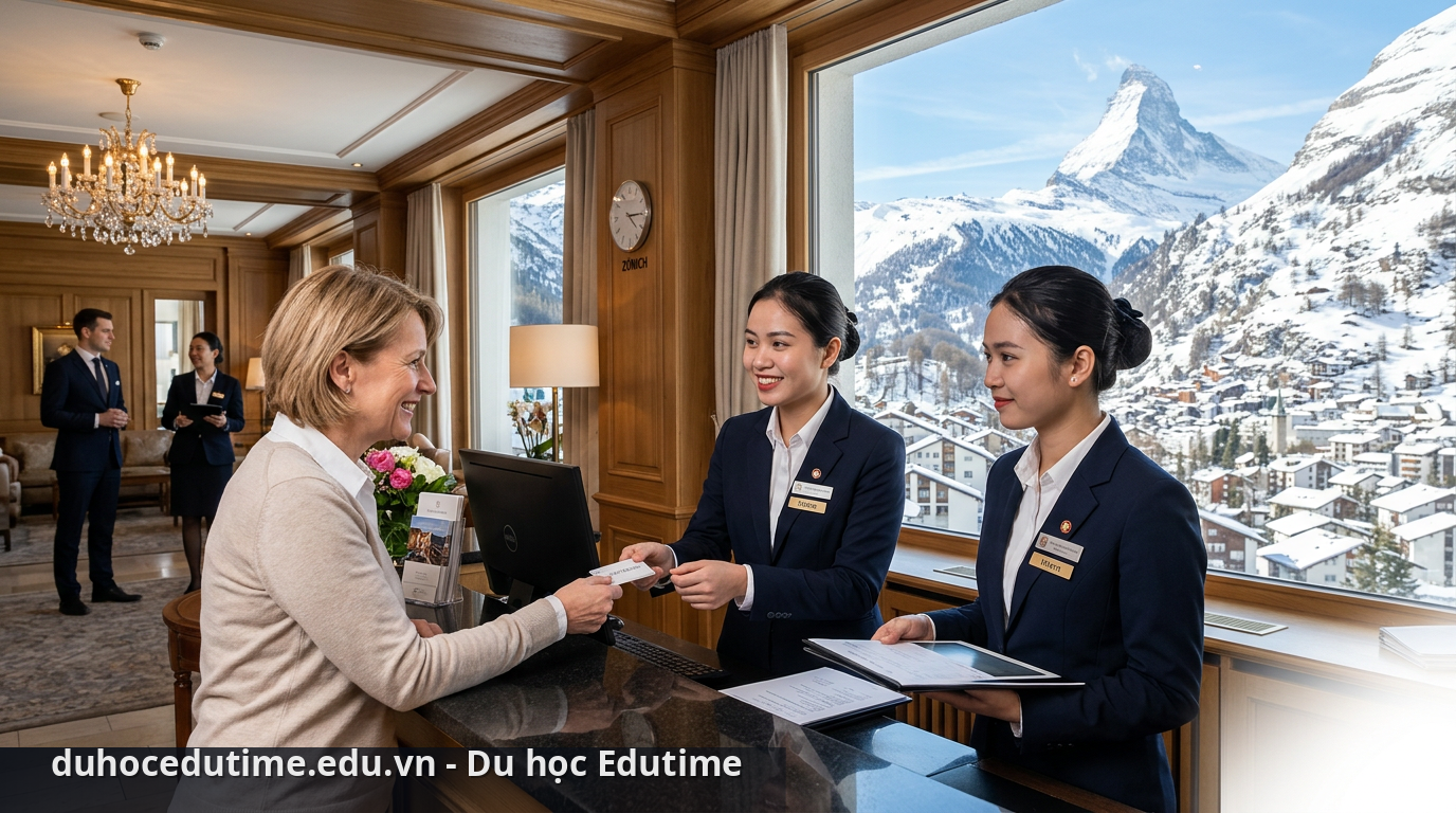 Thực tập hưởng lương ngành khách sạn Thụy Sĩ: Lộ trình chi tiết 1 sinh viên thực tập hưởng lương ngành khách sạn Thụy Sĩ tại môi trường chuyên nghiệp - thực tập hưởng lương ngành khách sạn Thụy Sĩ