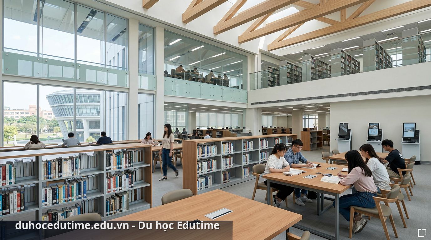Du học Đài Loan trường Đại học Á Châu (Asia University) 3 Thư viện tại Đại học Á Châu - Du học Đài Loan trường Đại học Á Châu (Asia University)