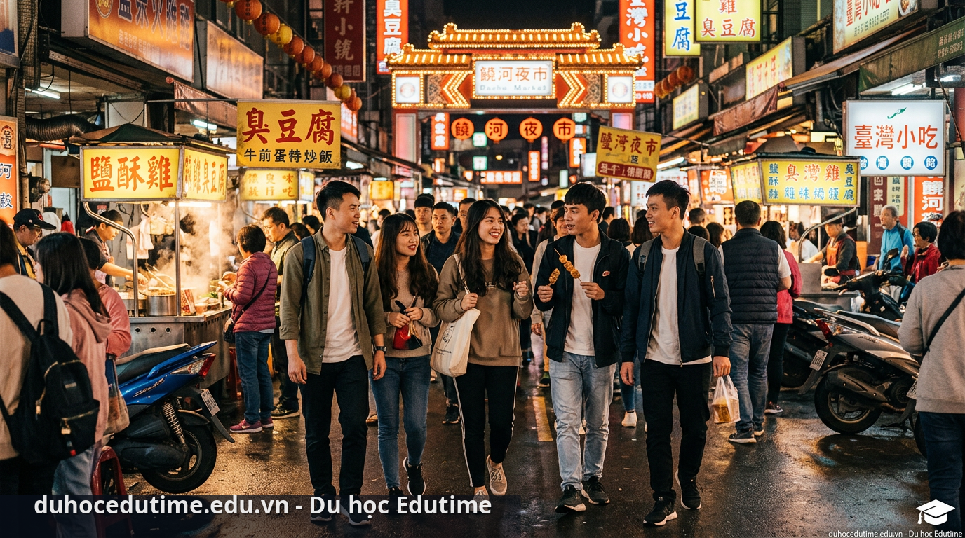 Khám phá văn hóa chợ đêm đặc sắc tại Đài Loan - trường đại học Đài Loan hệ 1+4