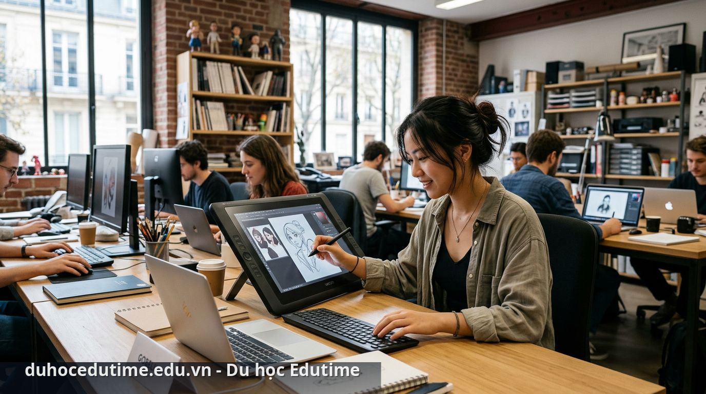 Môi trường thực hành thực tế tại GOBELINS - du học Pháp trường GOBELINS