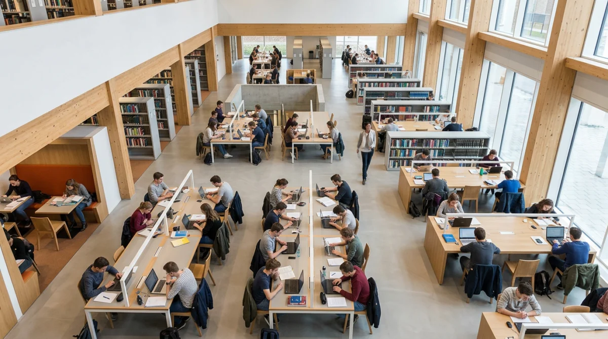 Thư viện hiện đại bên trong trường đại học nghiên cứu tại Hà Lan, nơi sinh viên tự học và chuẩn bị bài luận - 4 trường đại học tốt Hà Lan có chương trình dự bị thạc sĩ cho sinh viên Việt Nam
