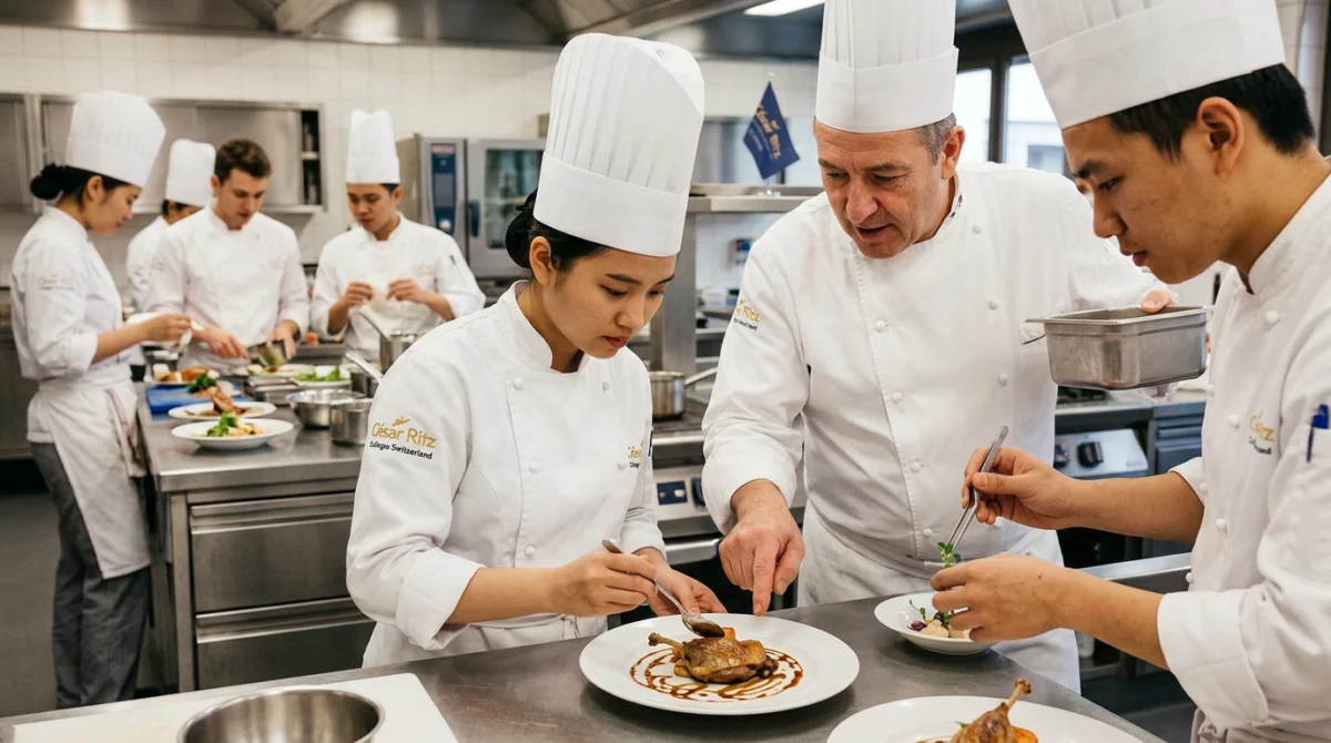 Chi phí du học thụy sĩ trường César Ritz Colleges Switzerland chi tiết 2 Sinh viên thực hành nghiệp vụ nhà hàng khách sạn tại trường - chi phí du học thụy sĩ trường César Ritz Colleges Switzerland