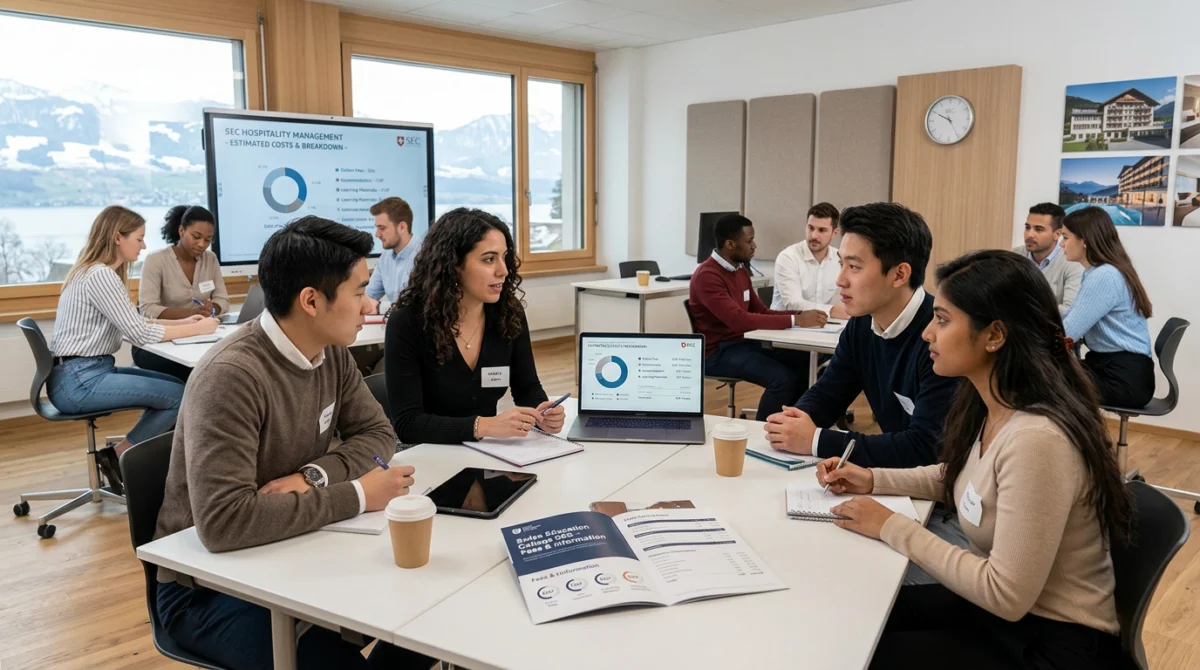 Sinh viên quốc tế trong giờ học chuyên ngành tại Thụy Sĩ. - chi phí du học thụy sĩ trường Swiss Education College SEC
