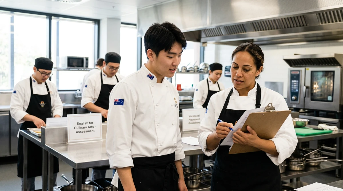 Sinh viên quốc tế thực hành kỹ năng chế biến món ăn chuyên nghiệp tại Úc - Du học cao đẳng ngành đầu bếp ở Úc