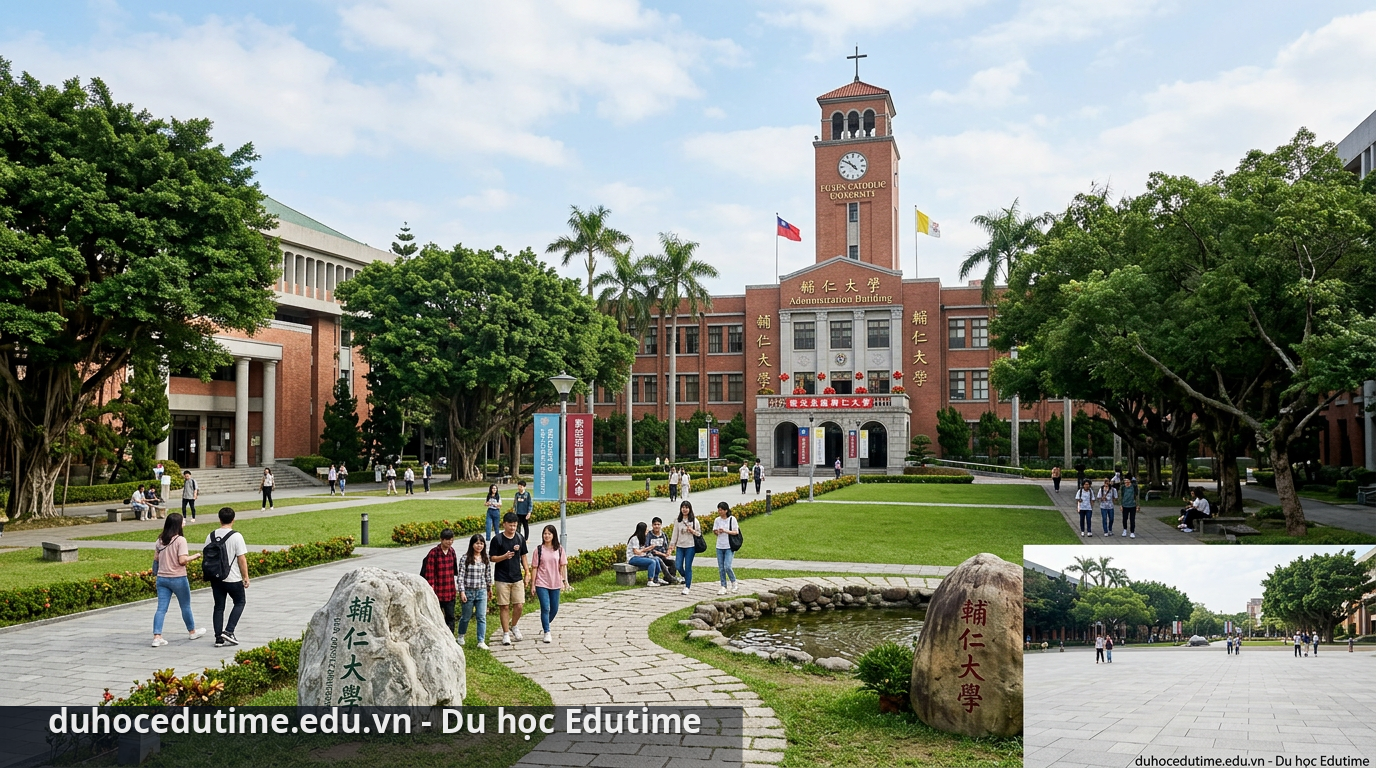 Du học Đài Loan trường Đại học Phụ Nhân Fu Jen Catholic University 2 Khuôn viên xanh và hiện đại của trường Đại học Phụ Nhân - du học Đài Loan trường Đại học Phụ Nhân