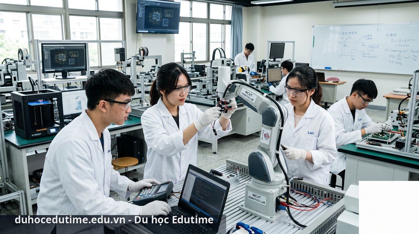 Sinh viên trải nghiệm thực hành tại trường - Đại học Khoa học Kỹ thuật Minh Chí