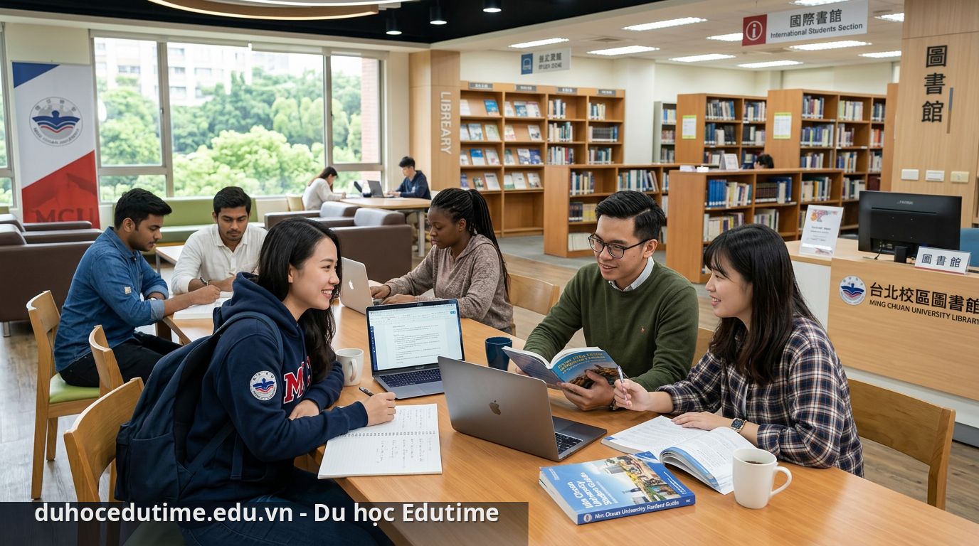 Sinh viên quốc tế tại thư viện Đại học Minh Truyền - Đại học Minh Truyền