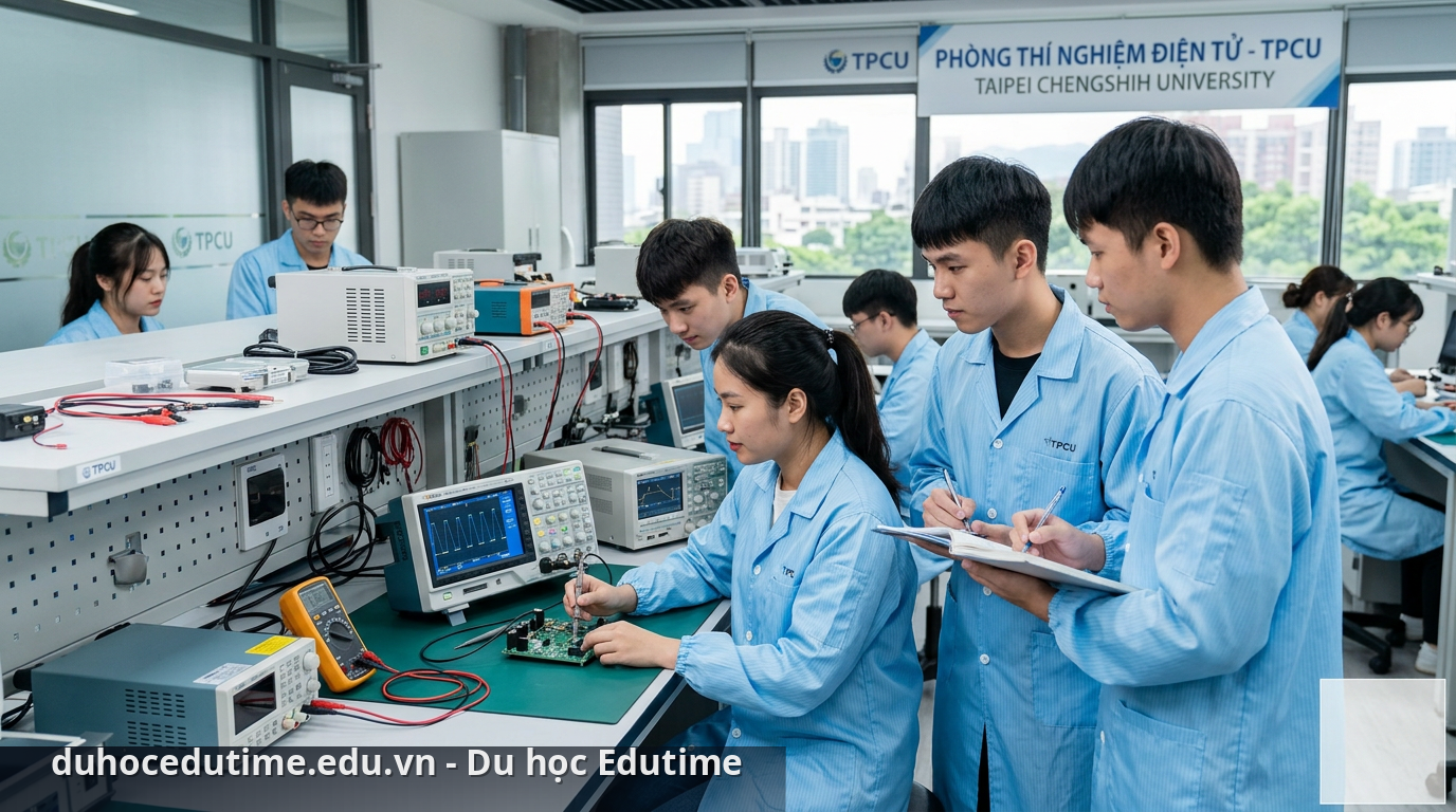 Sinh viên trải nghiệm thực hành trong các phòng thí nghiệm hiện đại - du học Đài Loan trường TPCU