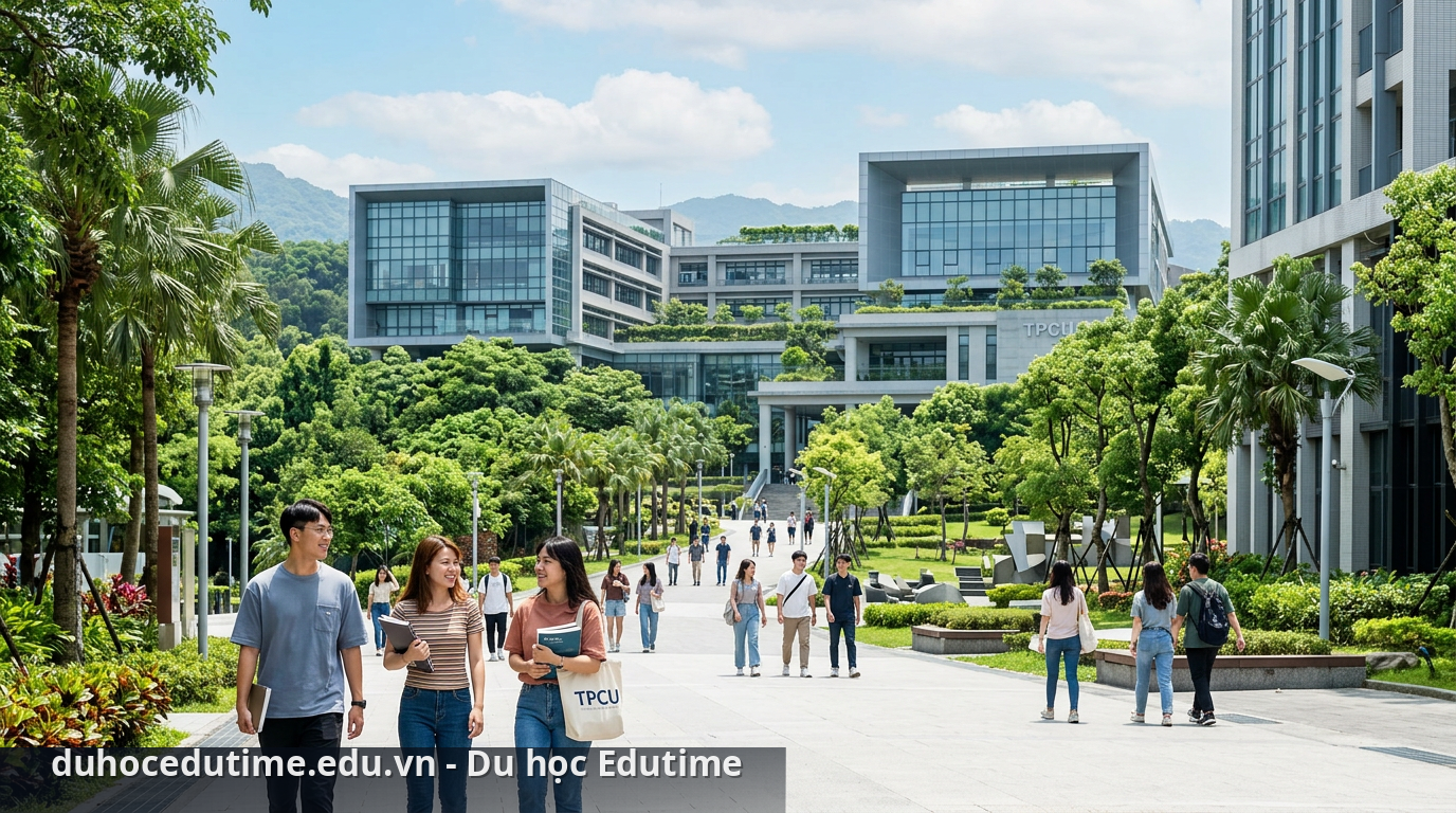 Khuôn viên hiện đại của trường Đại học TPCU tại Đài Bắc - du học Đài Loan trường TPCU