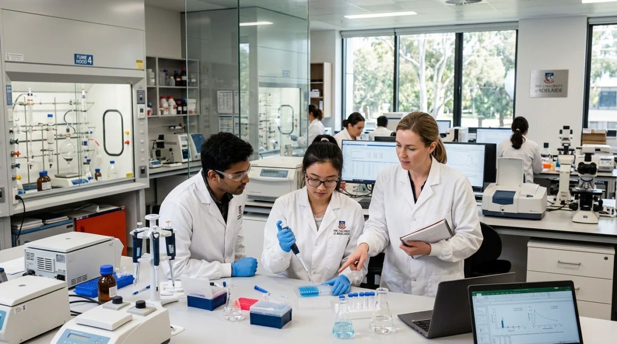 Sinh viên đại học Adelaide thực hành nghiên cứu tại phòng thí nghiệm công nghệ cao - du học Úc đại học Adelaide