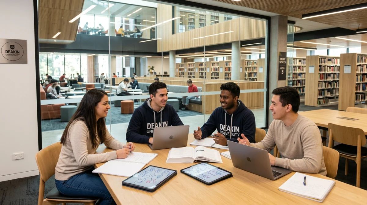 Sinh viên học tập tại không gian mở của trường - du học úc trường đại học Deakin University