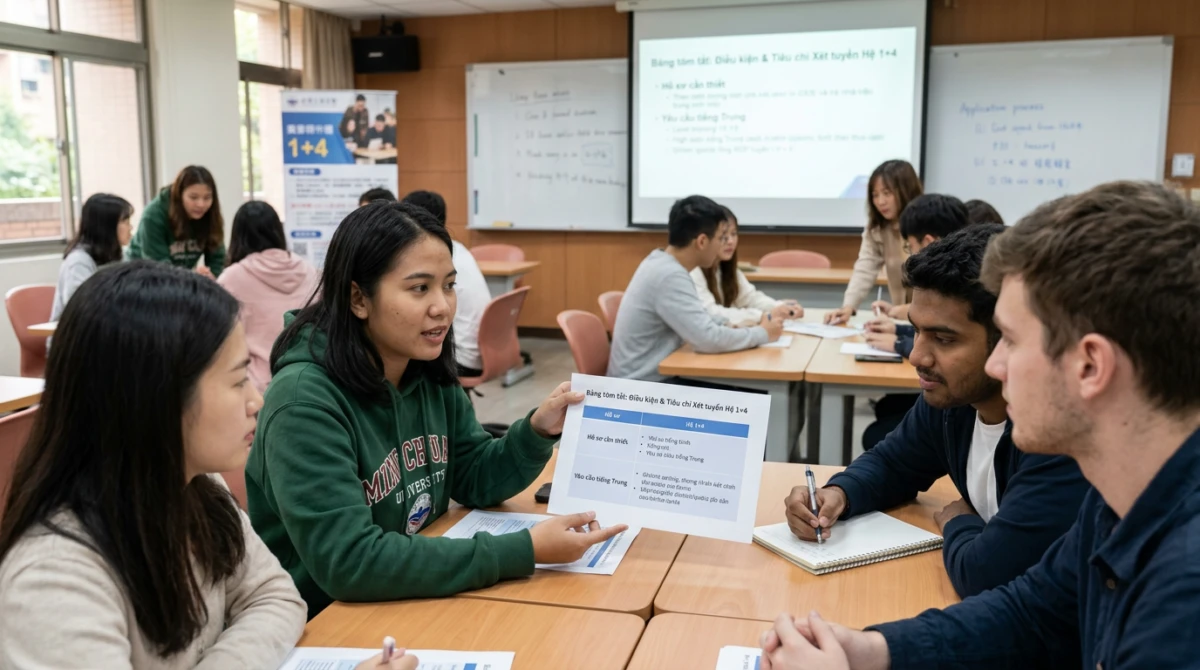 Sinh viên quốc tế trong giờ học tại Đại học Minh Truyền - Hệ 1+4 Đại học Minh Truyền
