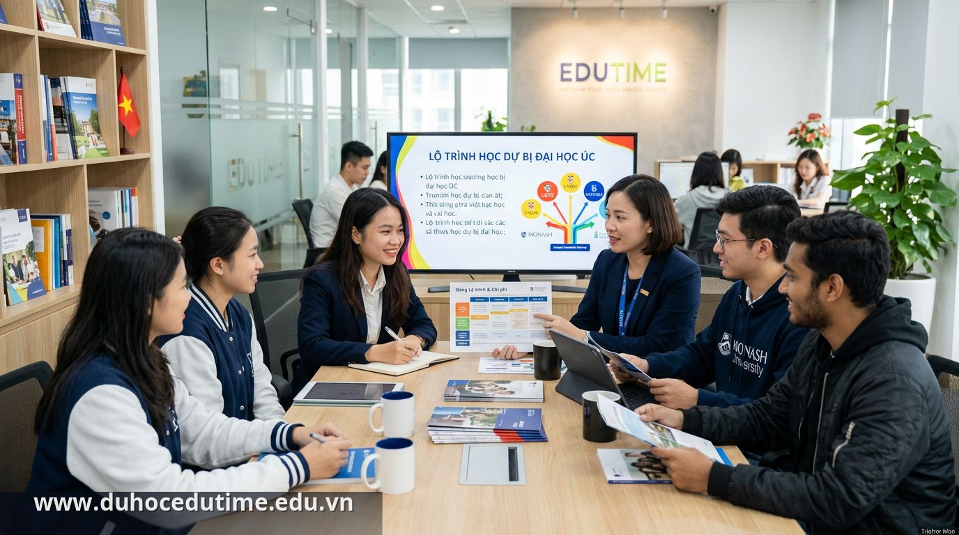 Học sinh tìm hiểu chi tiết về lộ trình học dự bị đại học Úc tại văn phòng tư vấn - Lộ trình học dự bị đại học Úc
