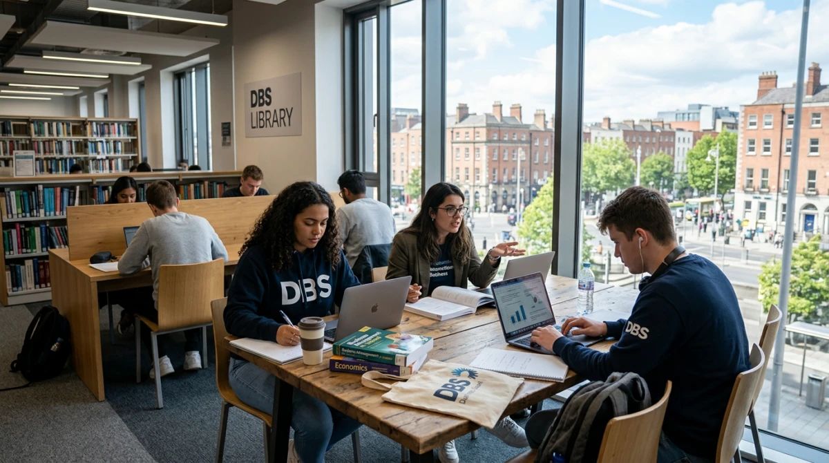 Sinh viên học tập và sinh hoạt trong khuôn viên hiện đại tại Dublin - Dublin Business School