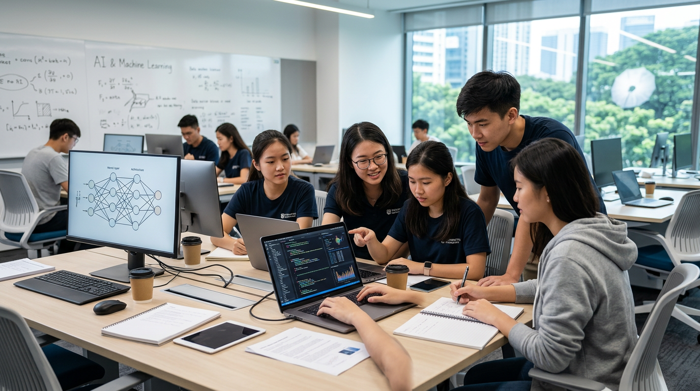 Sinh viên theo học ngành Trí tuệ nhân tạo tại Singapore - trường đại học đào tạo ngành Trí tuệ nhân tạo (AI) hàng đầu tại Singapore