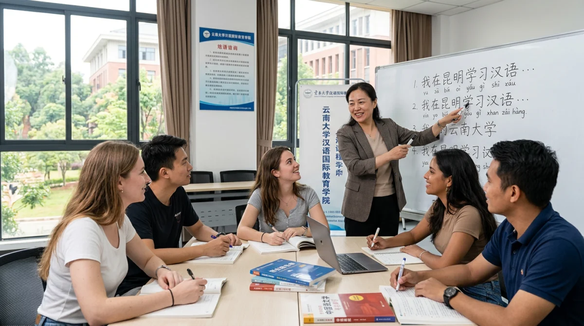 Sinh viên quốc tế trong giờ học tiếng Trung tại Côn Minh - trường dạy tiếng tốt ở Côn Minh