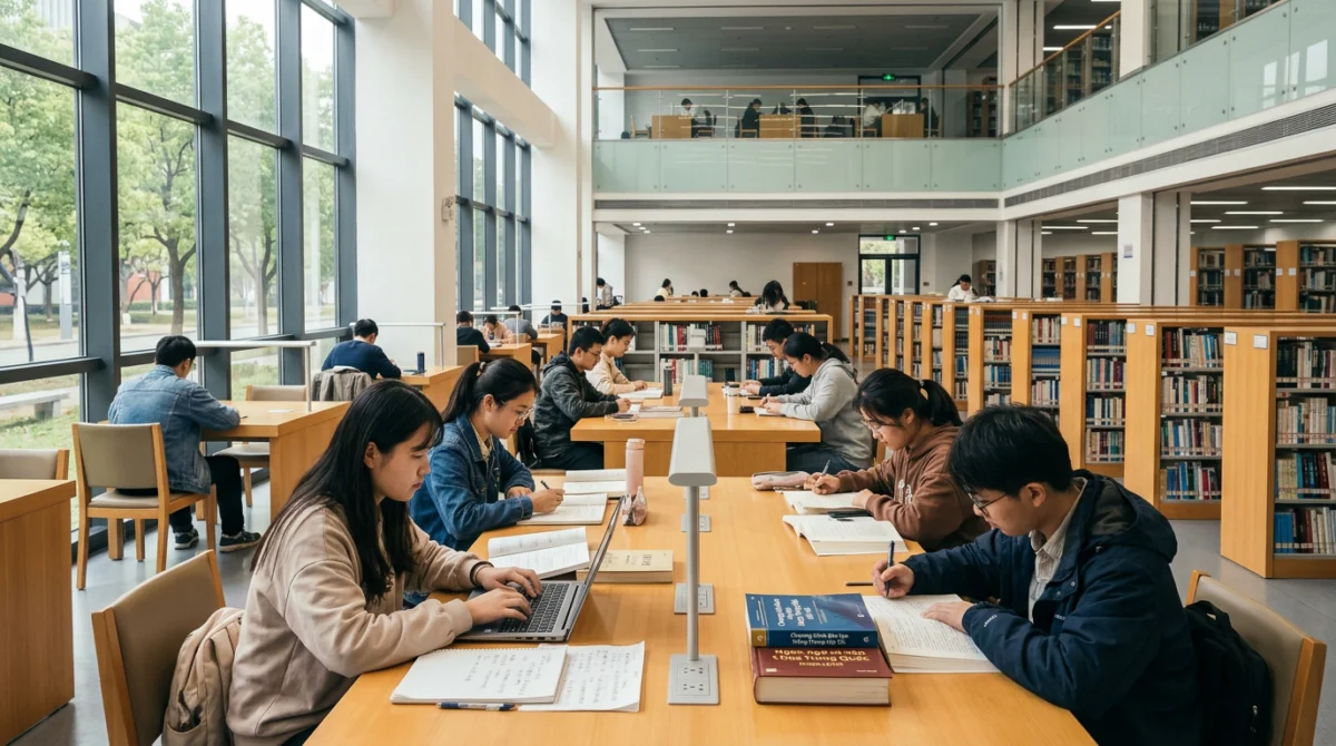 Học viên học tiếng Trung tại Nam Kinh được tiếp cận hệ thống thư viện và tài liệu học tập phong phú - Top các trường dạy tiếng tốt ở Nam Kinh