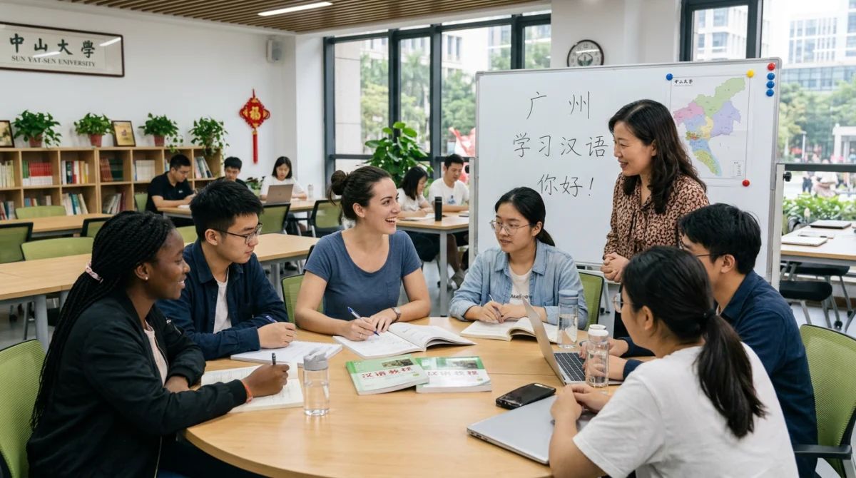 Sinh viên quốc tế tham gia lớp học tiếng Trung tại trường đại học - Top các trường dạy tiếng tốt ở Quảng Châu