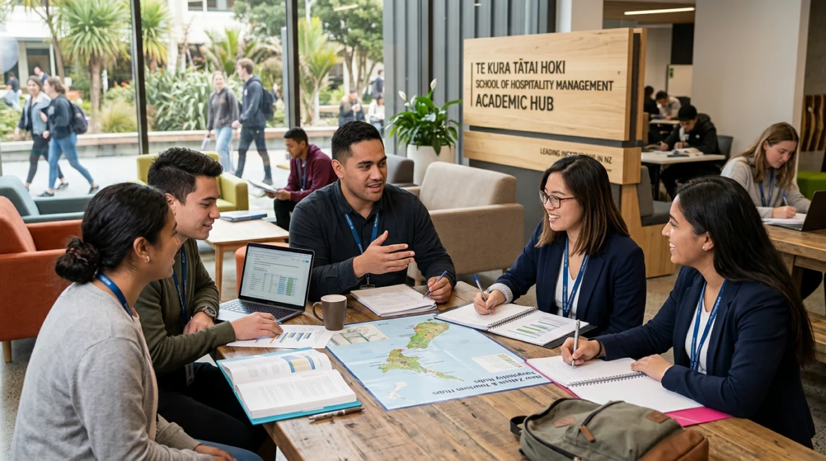 Top trường tốt ngành Quản trị khách sạn ở New Zealand 2 Sinh viên thảo luận nhóm và nghiên cứu dự án quản trị tại cơ sở giáo dục - Top trường tốt ngành Quản trị khách sạn ở New Zealand