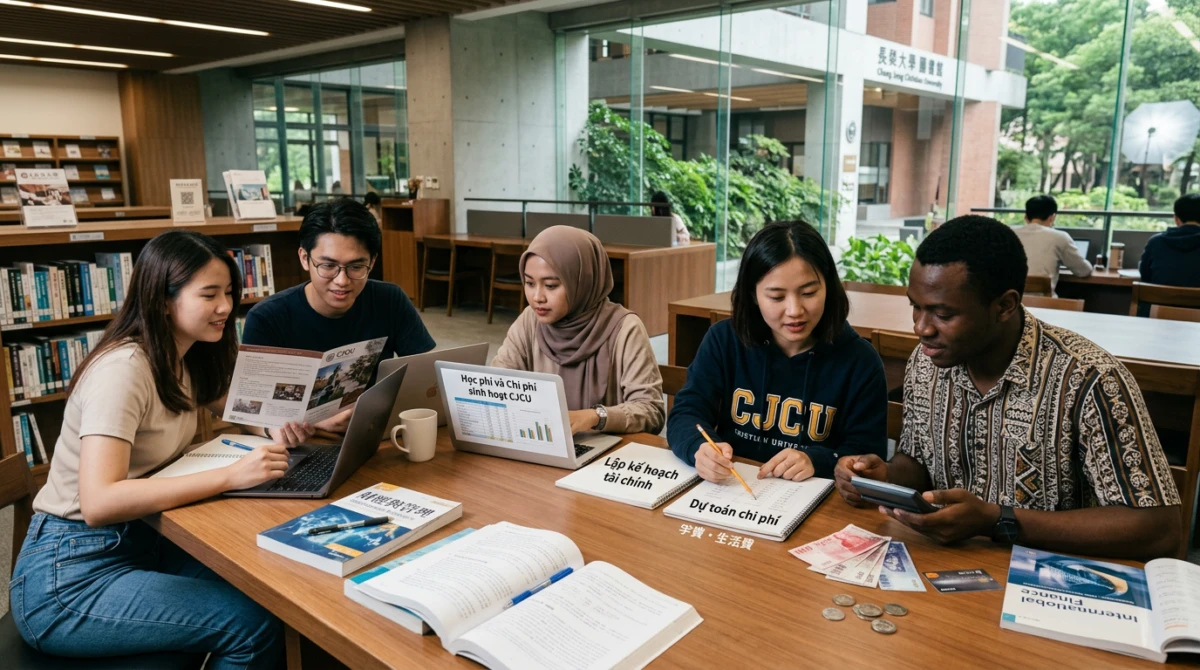 Sinh viên quốc tế học tập và nghiên cứu trong không gian thư viện hiện đại của trường - Du học Đài Loan trường Đại học Cơ Đốc Trường Vinh