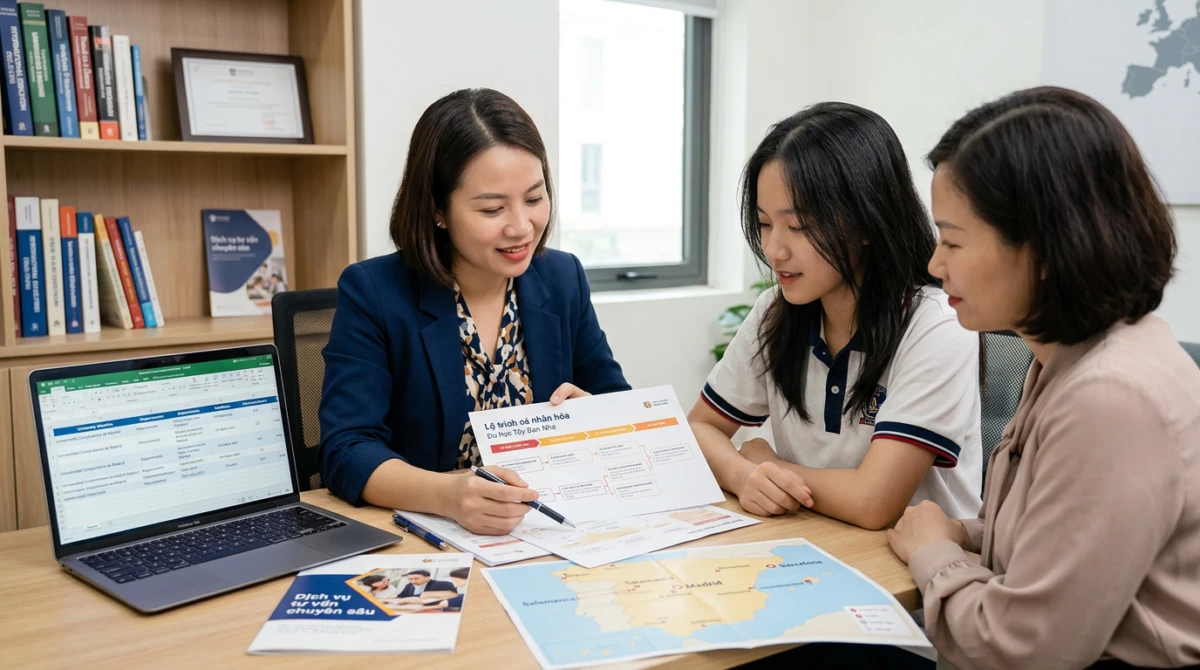 Chuyên viên tư vấn Edutime hỗ trợ học sinh xây dựng lộ trình học tập tại Tây Ban Nha - Công ty tư vấn du học Tây Ban Nha uy tín