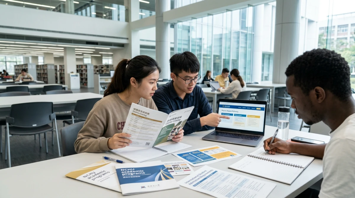 Sinh viên quốc tế học tập tại thư viện của Đại học Quốc lập Trung Hưng - Du học Đài Loan trường Đại học Quốc lập Trung Hưng
