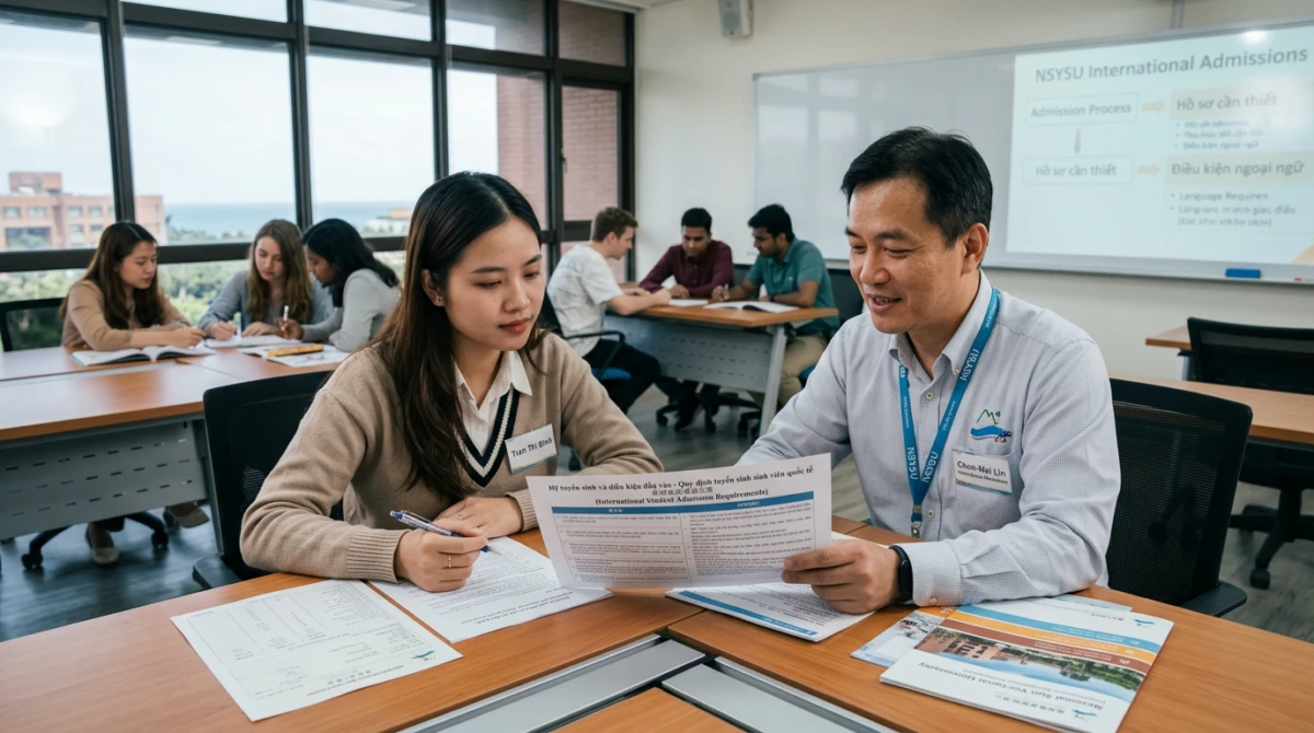 Sinh viên quốc tế trong giờ học tại trường Đại học Quốc lập Trung Sơn - Du học Đài Loan trường Đại học Quốc lập Trung Sơn